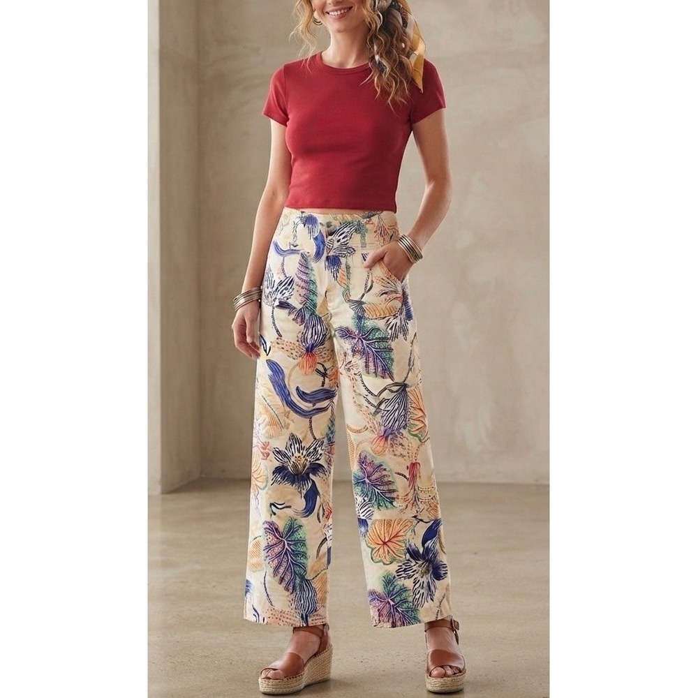 Maeve Anthropologie The Collette Cropped Pant Sarah Gordon Edition Botanical 28